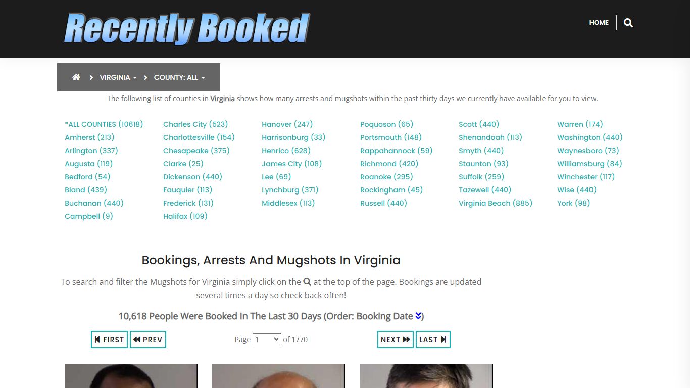 Recent bookings, Arrests, Mugshots in Virginia - Recently Booked